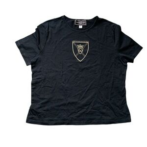 Vintage St. John Sport by Marie Gray Black T-Shirt with Gold Emblem L